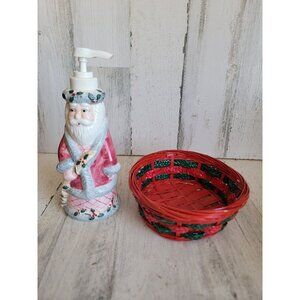 Santa Claus soap dispenser Xmas‎ basket home decor set